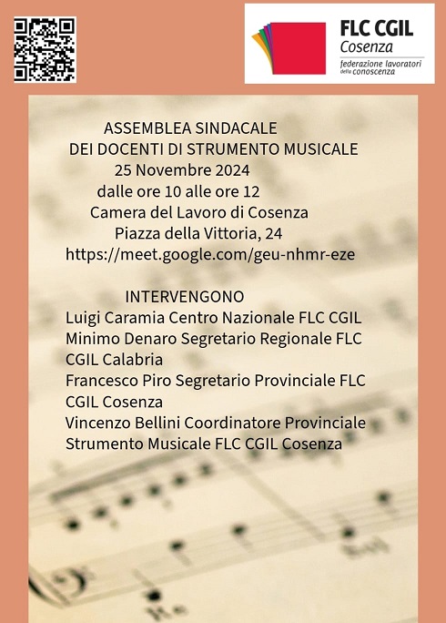 Convocazione di un’assemblea sindacale rivolta a tutti i docenti di strumento musicale